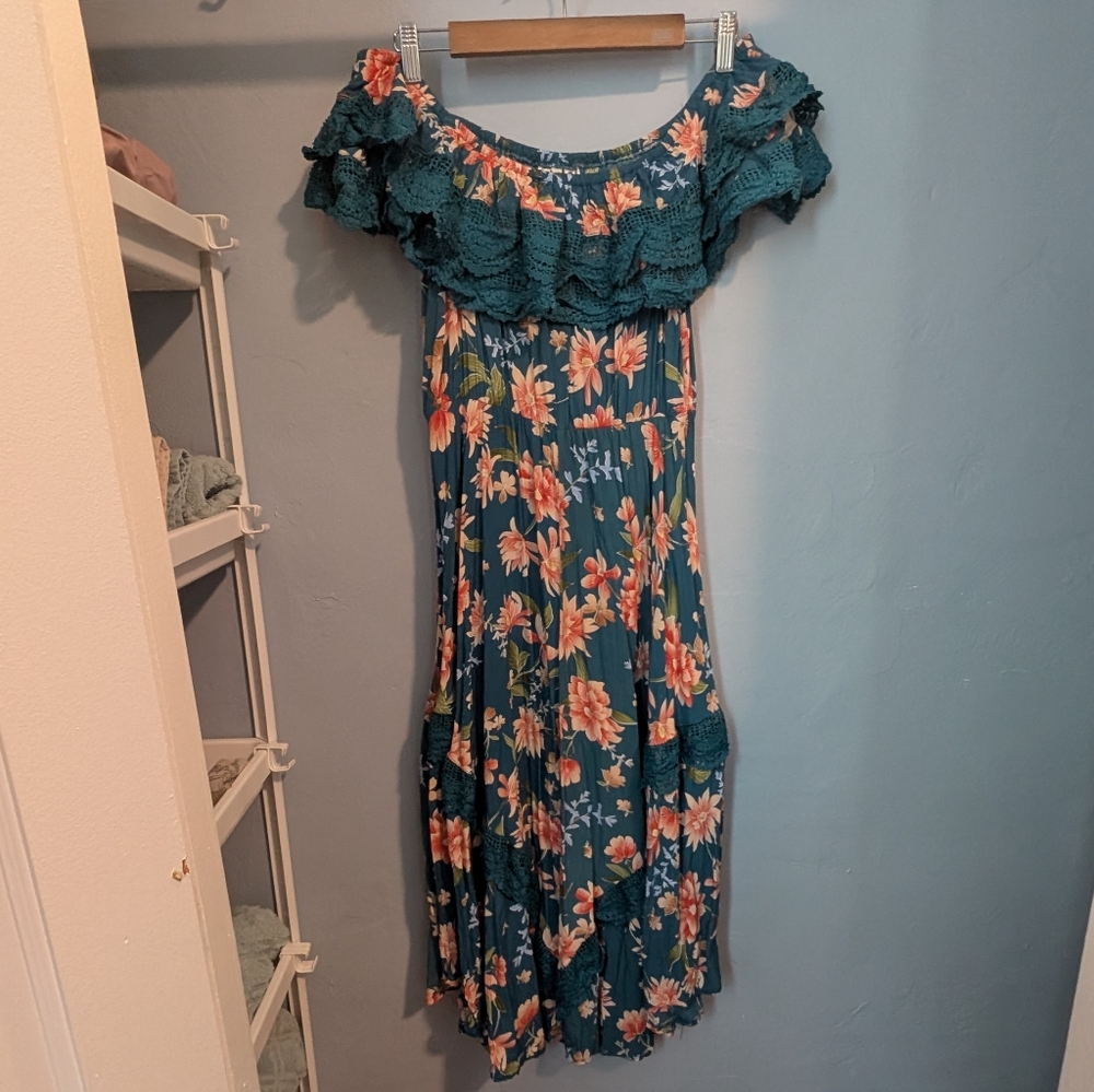 🫰🏼 Jaase Blue Maxi Sundress with Flutter Sleeves